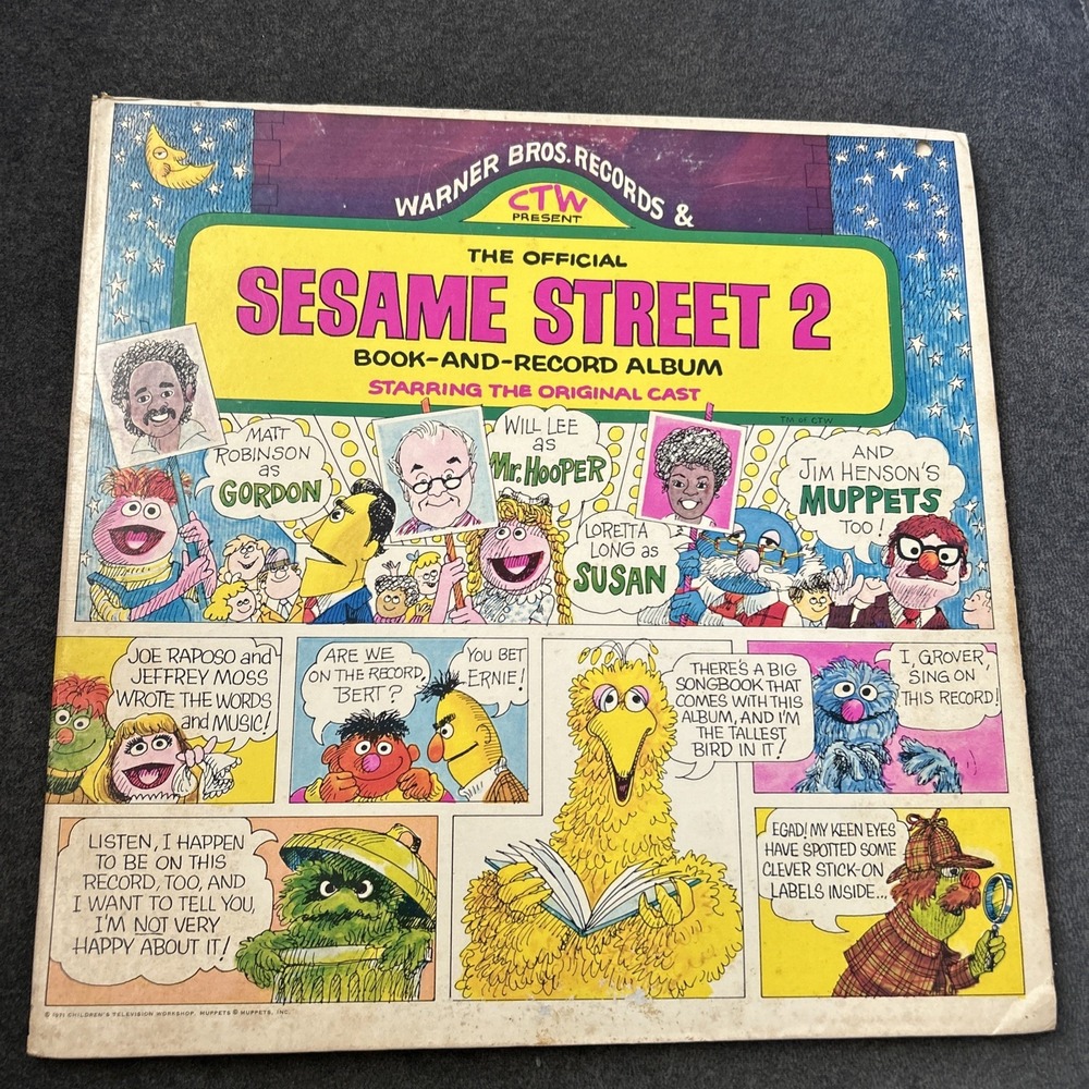 THE OFFICIAL SESAME STREET 2 BOOK AND RECORD ALBUM VINTAGE 1971 GATEFOLD LP VG+